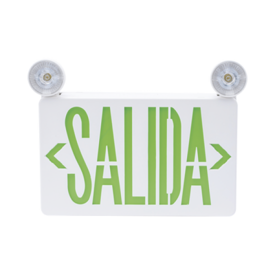 Letrero de Emergencia LED DUAL de SALIDA con Luz de Emergencia/Montaje Universal (pared, lateral o Techo)/Batería de Respaldo Incluida