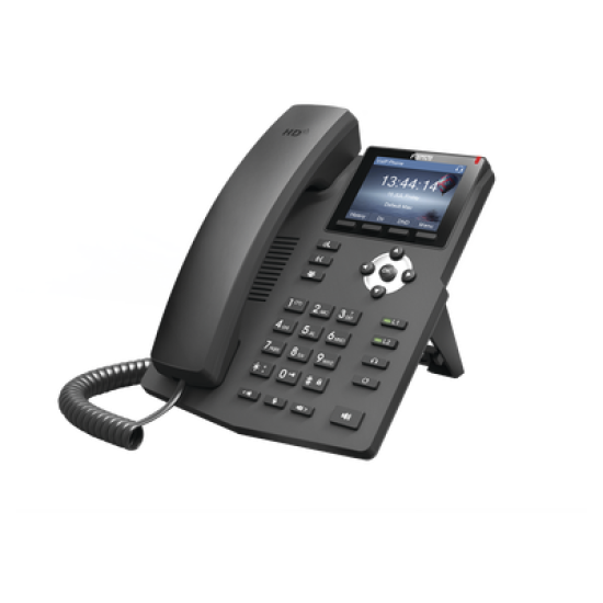 Teléfono IP empresarial para 2 lineas SIP con pantalla LCD de 2.8 pulgadas a color, puertos Gigabit y conferencia de 3 vías, PoE 
