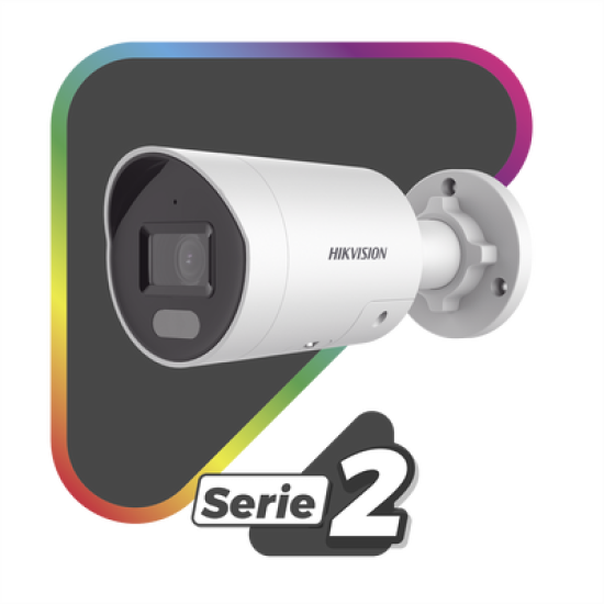 [Dual Light + ColorVu] Bala IP 8 Megapixel (4K) / Lente 2.8 mm / 40 mts IR + 40 mts Luz Blanca / Exterior IP67 / Luz Intermitente y Alerta de Audio / Micrófono Integrado / ACUSENSE (Filtro de Falsas Alarmas) / Metal / ACUSEARCH