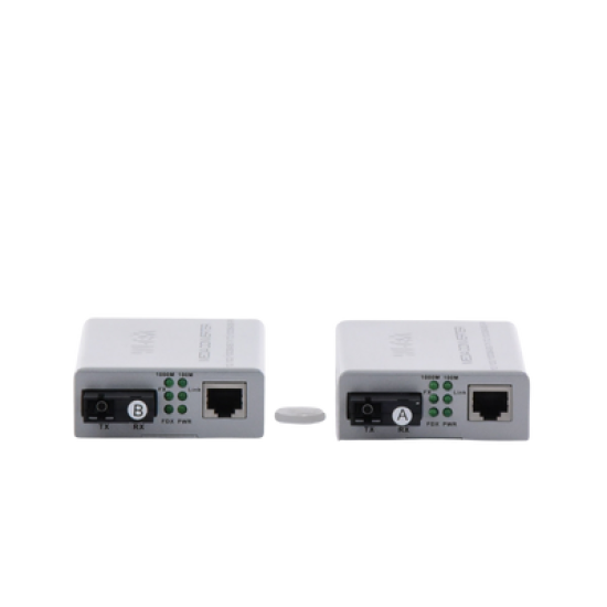 Convertidor de medios / Hasta 25 Km / 1 puerto SC/UPC 1000Mbps / 1 puerto RJ45 1000Mbps / WL: Tx 1310nm - Rx 1550nm / incluye 2 piezas A y B