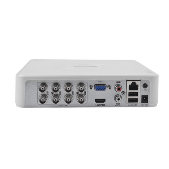 DVR 8 Canales 2 Megapixel (1080p) Lite / 8 Canales TURBOHD + 2 Canales IP / 1 Bahía de Disco Duro / H.264+ / 1 Canal de Audio / Salida de vídeo Full HD