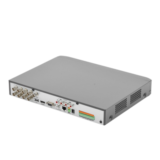 (ACUSENSE / Evita Falsas Alarmas) DVR 8 Megapixel / 8 Canales TURBOHD + 8 Canales IP / 1 Bahía de Disco Duro / Audio por Coaxitron / 8 Entradas de Alarma / 4 Salida de Alarma / H.265+