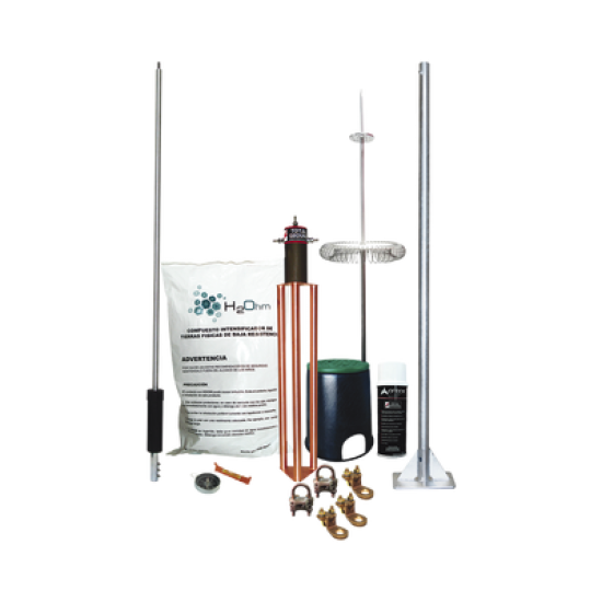 Kit de Pararrayo Dipolo con Electrodo y Accesorios de Instalación para Techo.