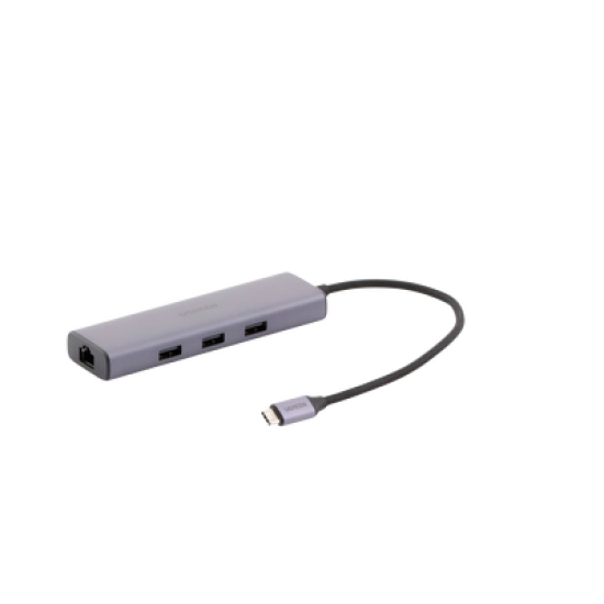 HUB USB-C (Docking Revodok) 6 en 1 | 3 Puertos USB-A 3.0 (5 Gbps) | USB-C PD 100W | HDMI 4K@30Hz | Entrada 1 RJ45 (Gigabit Ethernet) | Chip de Última Generación | Potente Disipación de Calor |  Caja de Aluminio.