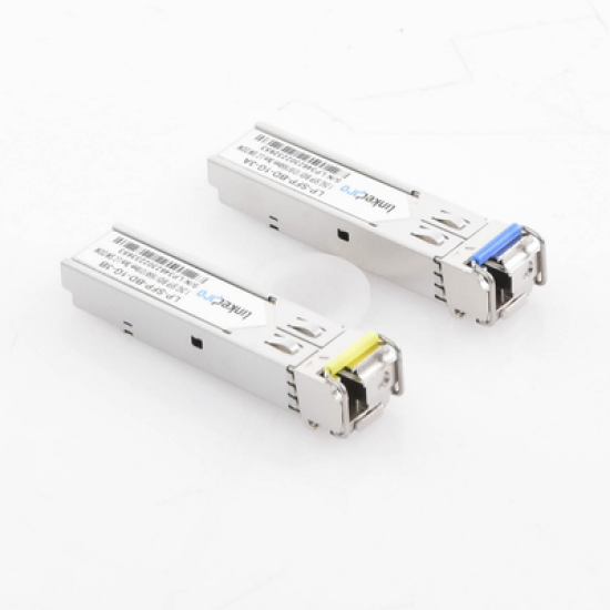 Transceptores Ópticos Bidireccionales SFP (Mini-Gbic) / Monomodo 1310 & 1550 nm / 1.25 Gbps / 1000BASE-BX / Conector LC/UPC Simplex / DDM / Hasta 3 km / 2 Piezas 