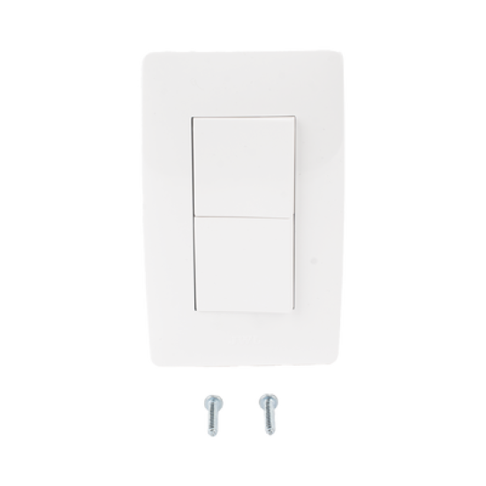 Apagador Dúplex de 10 A/ 127 V CA ~ 60 Hz /  1 1/2 Módulos / Color Blanco.