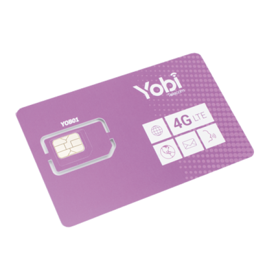 SIM Yobi para dispositivos móviles 3G/4G, 1GB Mensual por 1 año de servicio (solo datos)