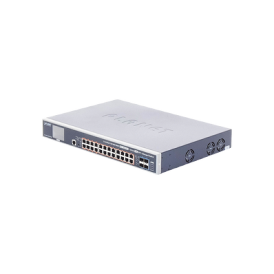 Switch Administrable Capa 3, 24 Puertos Gigabit 802.3bt, Hasta 600 W, 4 Puertos 10 G SFP+, Con Pantalla Táctil para Configuración Básica