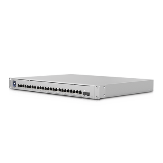UniFi Switch Empresarial Capa 3 de 24 puertos PoE 802.3af/at (12 puertos 2.5G y 12 puertos 1G) + 2 puertos 1/10G SFP+, 400W, pantalla informativa