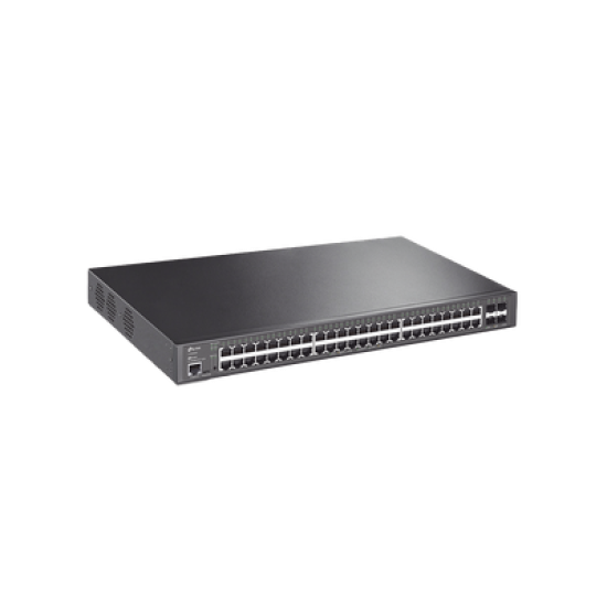 Switch L2+ Omada PoE+ / 48 Puertos PoE+ 10/100/1000 Mbps / 4 Puertos SFP+ 10G / 2 Puertos Consola (RJ45 y microUSB) / Administración Centralizada Omada o Stand-Alone / Multicast IGMP / Calidad de Servicio / Presupuesto PoE 500W / Montaje en Rack