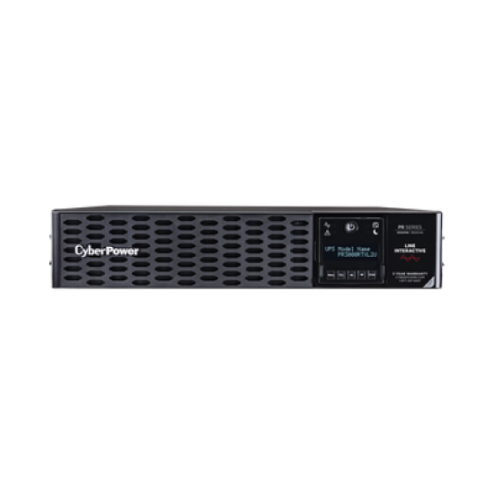 UPS de 3000 VA/3000 W, Topología Línea Interactiva, Entrada 120 Vca NEMA L5-30P, Onda Senoidal Pura, Torre o Rack de 2 UR, Con 8 Tomas 5-20R y 1 L5-30R