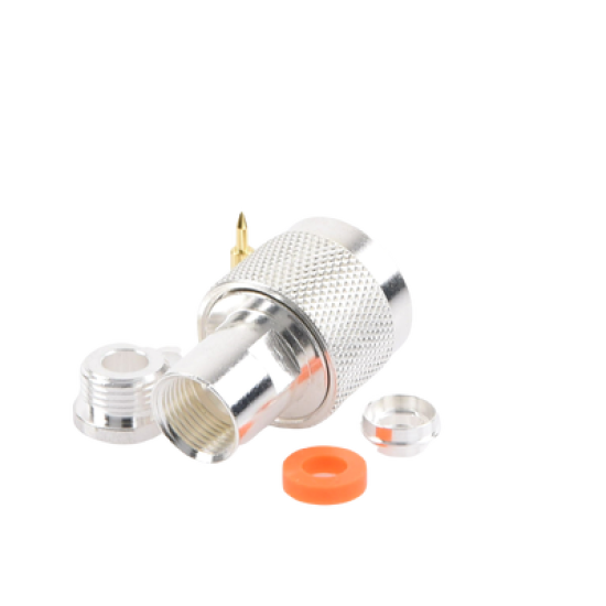 Conector N Macho de Rosca para RG-58/U, RG-142/U, Plata/ Oro/ Teflón.