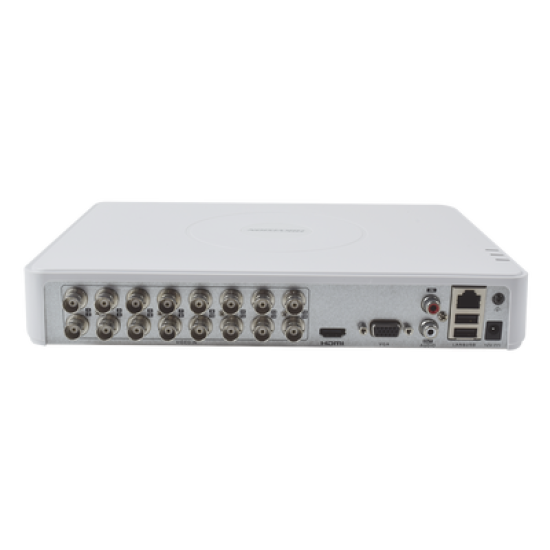 DVR 2 Megapixel (1080P) lite / 16 Canales TURBOHD + 2 Canales IP / 1 Bahía de Disco Duro / H.264+ / 1 Canal de Audio / Salida de Vídeo FULL HD