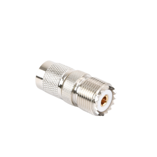 Adaptador en Línea de Conector TNC Macho a Conector UHF Hembra (SO-239), Níquel/ Oro/ Teflón.