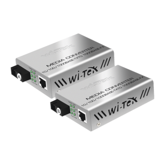Convertidor de medios / Hasta 25 Km / 1 puerto SC/UPC 1000Mbps / 1 puerto RJ45 1000Mbps / WL: Tx 1310nm - Rx 1550nm / incluye 2 piezas A y B