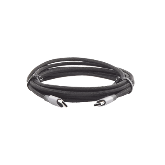 Cable USB-C a USB-C | 2 Metros | Transferencia de datos de 480 Mbps | Carga Rápida de hasta 60W | QC 4.0/3.0/2.0 | PD3.0 | FPC | AFC | Protección Integrada | Caja de Aluminio | Nylon Trenzado | Color Negro.