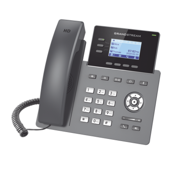 Teléfono IP Grado Operador, 3 líneas SIP con 6 cuentas, puertos Gigabit PoE, codec Opus, IPV4/IPV6 con gestión en la nube GDMS