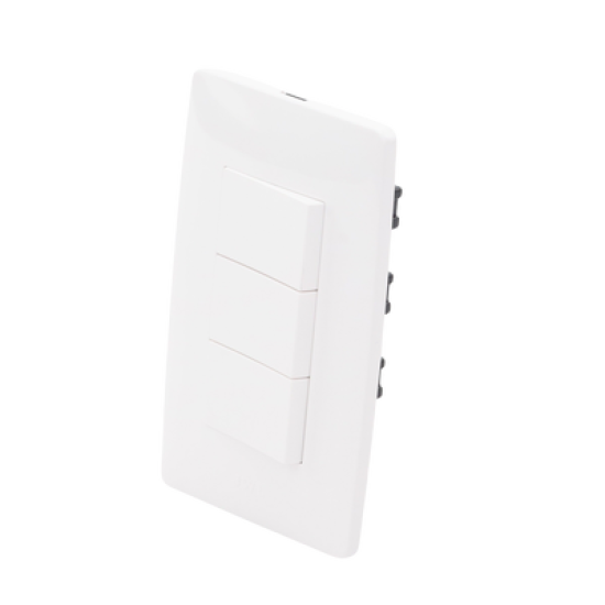 Apagador Triple Sencillo de 10 A/ 127 V CA ~ 60 Hz / Color Blanco.