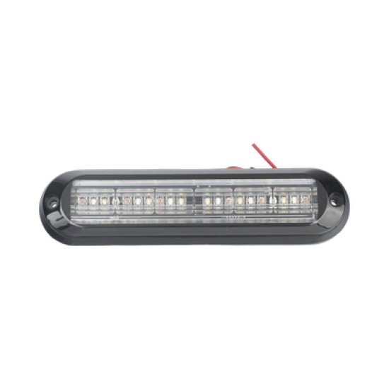 Luz Auxiliar, Ultra Brillante, IP67, 18 LEDs, Tricolor, Color Rojo/Claro/Azul, con mica transparente y bisel negro