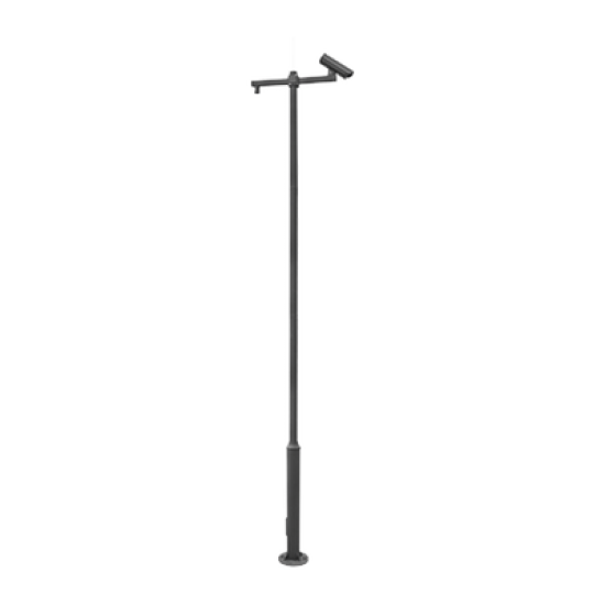 Poste Seccionado de 6 Metros / Especializado para la Instalación de Videovigilancia / Incluye Base de Cimentación y Brazo para Cámara PTZ / Color Negro