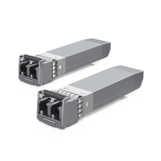 UFiber Módulo SFP+ 10G, transceptor MiniGibic MultiModo 10 Gbps, distancia 300m, conectores LC, paquete de 2 piezas