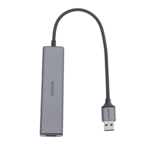 HUB USB-A 3.0 Multipuertos / 4 Puertos USB-A 3.0 (5Gbps) / Cable 20 cm / Ideal para Transferencia de Datos / Entrada Tipo C para alimentar equipos de mayor consumo como discos duros / 4 en 1 / Carcasa de Aluminio.