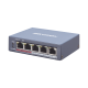 Switch Monitoreable PoE+ / 4 puertos 100 Mbps PoE+ / 1 Puerto 100 Mbps Uplink / PoE hasta 250 Metros / 60 Watts / Conexión Remota desde Hik-PartnerPro