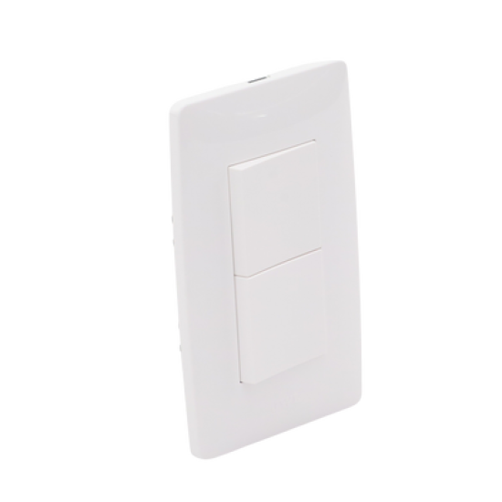 Apagador Escalera Doble de 10 A/ 127 V CA ~ 60 Hz / 1 1/2 Módulos / Color Blanco.