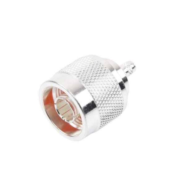 Conector Coaxial N Macho de Anillo Plegable para Cable RG-142/U, Plata/ Oro/ Teflón.