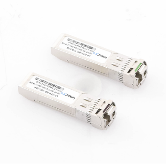 Transceptores Ópticos Bidireccionales SFP+ (Mini-Gbic) / Monomodo 1270 & 1330 nm / 10 Gbps / 1000BASE-BX / Conector LC/UPC Simplex / DDM / Hasta 20 km / 2 Piezas 