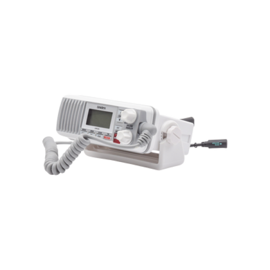Radio Móvil Marino VHF, color blanco, Tx: 156.025 - 157.425 MHz, Rx: 156.050 - 163.275 MHz, 25W de potencia, sumergible IPX4 incluye micrófono y cable de alimentación