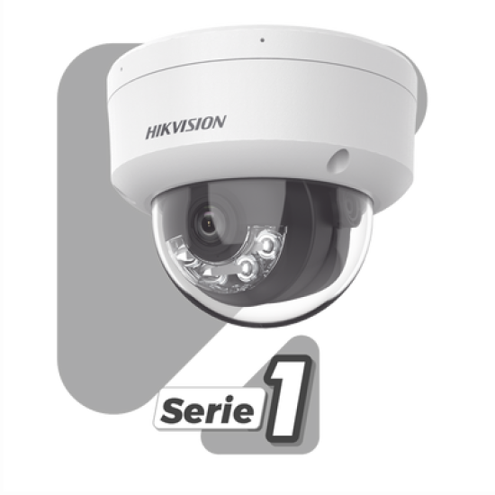 [Dual Light] Domo IP 2 Megapixel / Lente 2.8 mm / 30 mts IR + 30 mts Luz Blanca / Micrófono Integrado / Antivandálico IK08 / ACUSENSE Lite / Exterior IP67 / H.265 / PoE / ONVIF / Micro SD