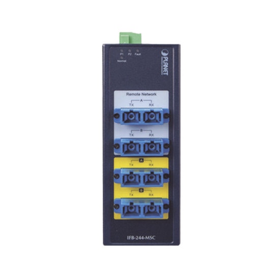 Switch Industrial Bypass de Fibra Optica Multimodo con Conector SC de 2 Canales