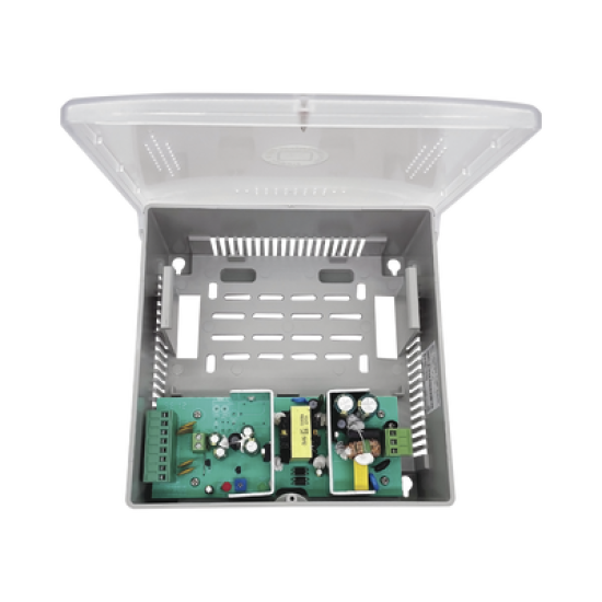 Fuente de Alimentación con Gabinete de 4 Salidas de 11 - 15 Vcc / 5 Amper /  Voltaje de Entrada: 96 - 264 Vca / Soporta Protección contra Sobrecorriente de Salida, Protección contra Cortocircuito / Led Indicador