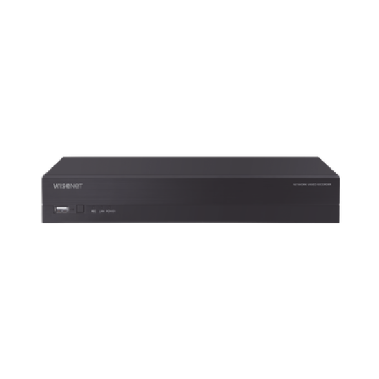 NVR 8 canales soporta hasta 8MP / H.265 / P2P Wisenet / 8 puertos PoE Plug and Play.