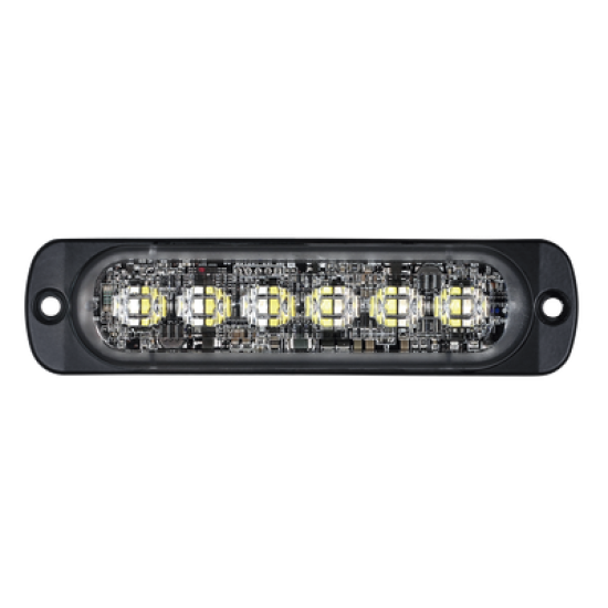 Luz Auxiliar de 12 LED, Rojo/Azul, SAE, Bisel Negro, Lente Transparente