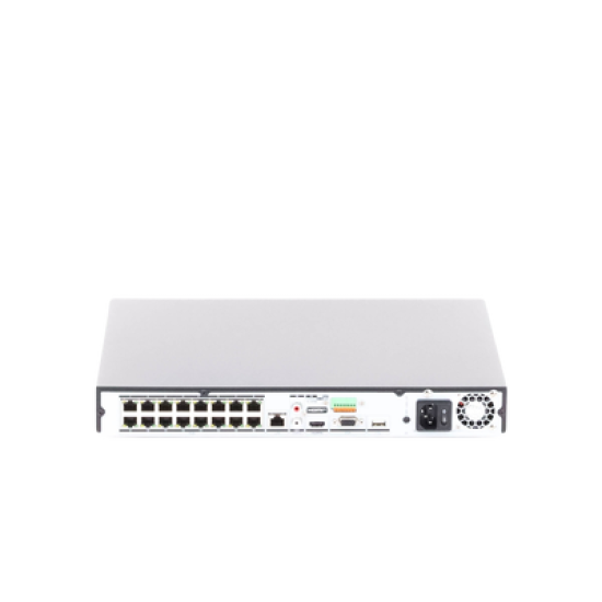 NVR 12 Megapixel (4K) / 32 canales IP / 16 Puertos PoE+ / Recocimiento Facial / AcuSense (Evita Falsas Alarmas) / 2 Bahías de Disco Duro / HDMI en 4K / Alarmas I/O / 300 Metros PoE Modo Extendido