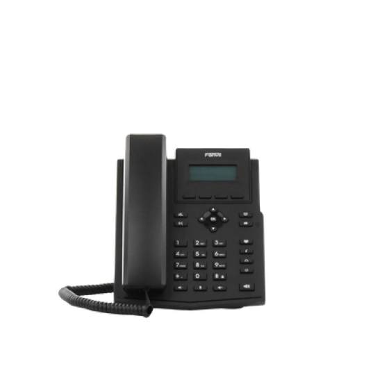 Teléfono IP empresarial para 2 lineas SIP con pantalla LCD, Códec Opus, conferencia de 3 vías, PoE.