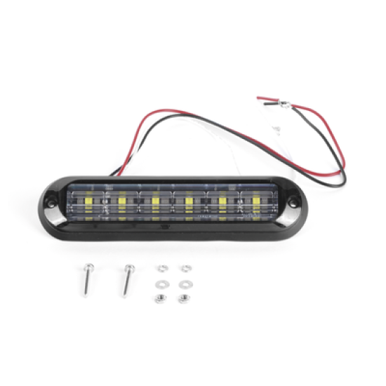 Luz Auxiliar Ultra Brillante  IP67 de 6 LEDs, Color Rojo/Claro, con mica transparente y bisel negro