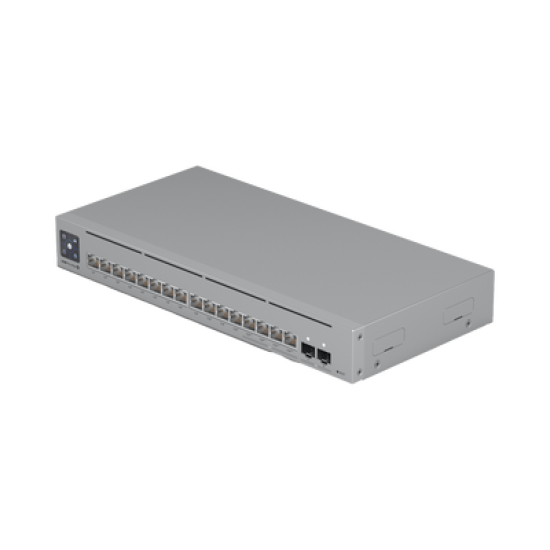 UniFi Switch Pro Max 16 PoE con funciones Capa 3, 16 puertos EtherLight RGB / (4) puertos 2.5 GbE POE++ y (12) puertos GbE POE+ /(2) puertos SFP+ 10G /con pantalla táctil informativa, hasta 180W de presupuesto POE 