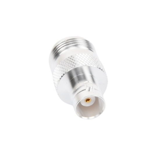 Adaptador en Línea, de Conector N Hembra a BNC Hembra, Plata/ Oro/ Teflón.