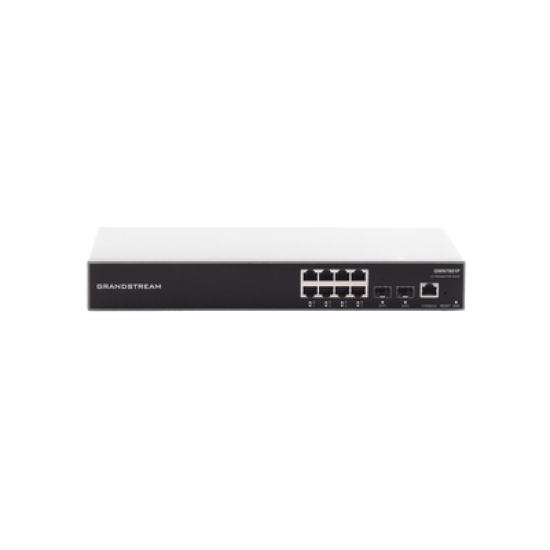Switch PoE+ Gigabit Administrable / 8 puertos 10/100/1000 Mbps + 2 Puertos SFP Uplink / Hasta 120W / Compatible con GWN Cloud.