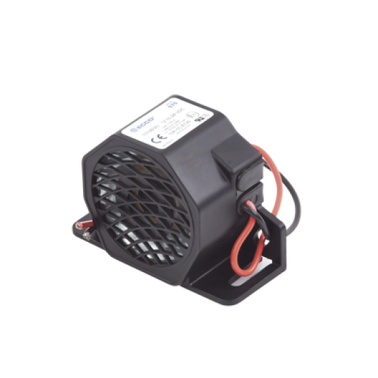 Alarma de reversa vehicular, 12-24 Vcc, 107 dBA