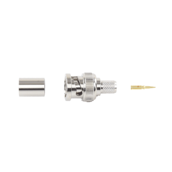 Conector BNC Macho de Anillo Plegable para Cable Belden 8281 tipo RG-59/U, Níquel/ Oro/ Delrin.