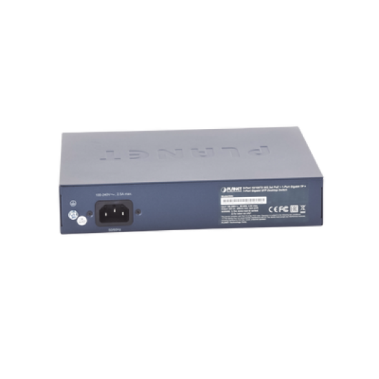 Switch no Administrable 8 puertos 10/100 PoE 802.3af/at 135W, 1 puerto Uplink 10/100/1000 y 1 SFP 100/1000 para escritorio 
