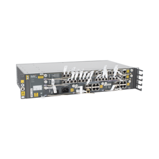 OLT Carrier Class Modular GPON, 2 Ranuras, Incluye 2 Tarjetas de Servicio de 16 puertos GPON, (32 Modulos GPON C+ Incluidos) 1 Fuente de CA, 2 UR, (Incluye Instalación de software UNM2000)