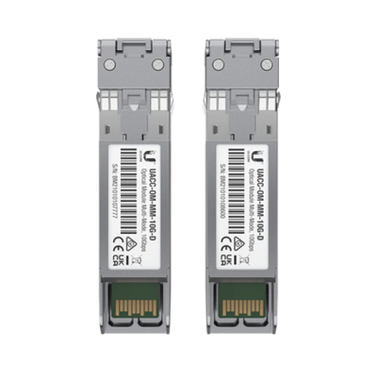 UFiber Módulo SFP+ 10G, transceptor MiniGibic MultiModo 10 Gbps, distancia 300m, conectores LC, paquete de 2 piezas