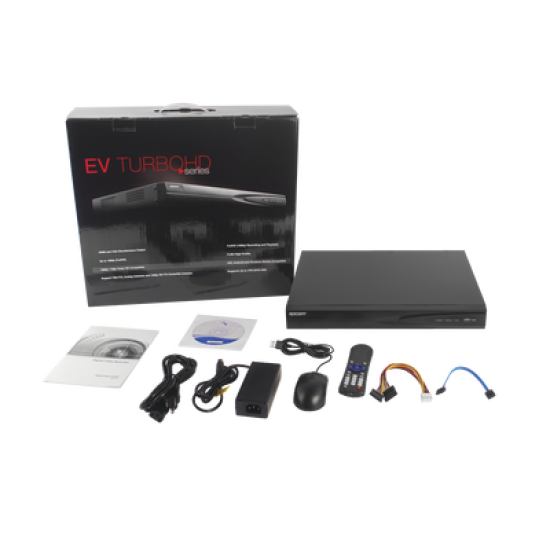 DVR 2 Megapixel / 16 Canales TURBOHD + 2 Canales IP / 2 Bahías de Disco Duro / 1 canal de Audio / H.264+