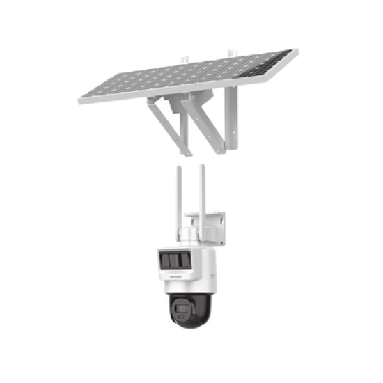 Kit Solar IP All in One / Doble Detección (Radar + PIR) / PT IP 4 Megapixel / Lente 4 mm / Panel Solar / Batería de Respaldo de Litio 90Wh (Hasta 2 días) / Conexión 4G / Audio de Dos Vías / Accesorios de Inst. / Direc