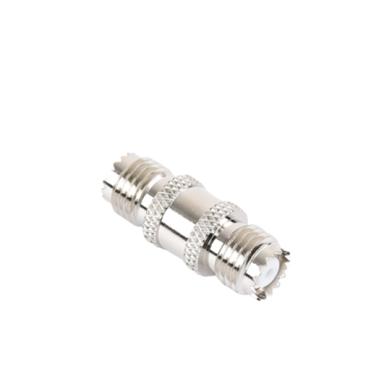 Adaptador Barril en Línea, de Conector Mini-UHF Hembra a Mini-UHF Hembra, Níquel/ Oro/ Teflón.